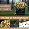 Purple Artificial Sunflower Headstone Flower Saddle - Large Silk Cemetery Flowers for Graves - UV Resistant and Waterproof Memorial Arrangement - Windproof Secure Fit Outdoor Tombstone Decor